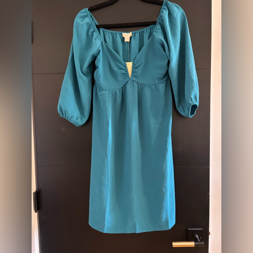 Monteau Blue Sundress with Bishop Sleeves